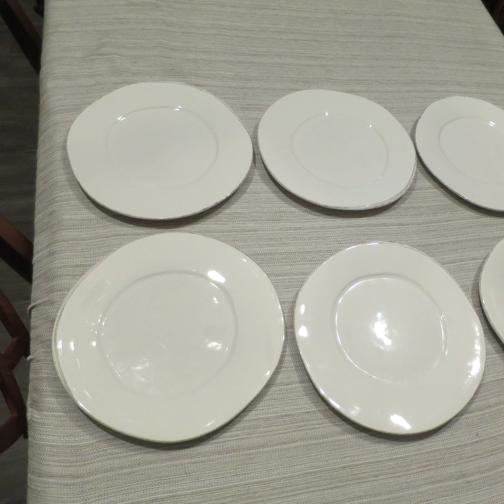 6 Vietri 12" Lastra Dinner Plates Linen Color